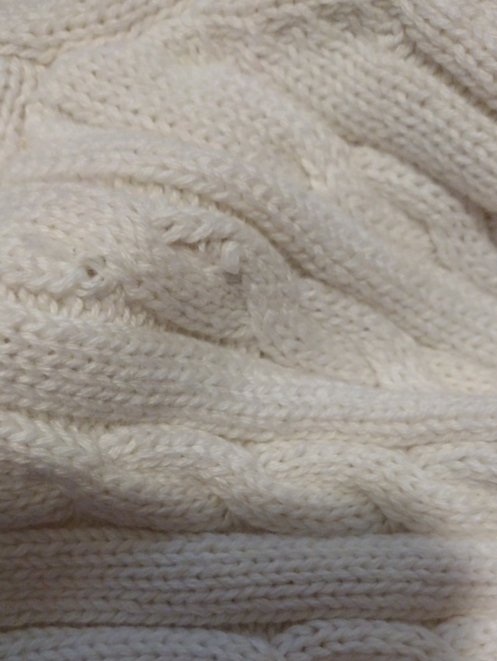 Tommy Hilfiger White Cable Knit Navy Striped Hem Crewneck Long Sleeve Sweater - Picture 11 of 12